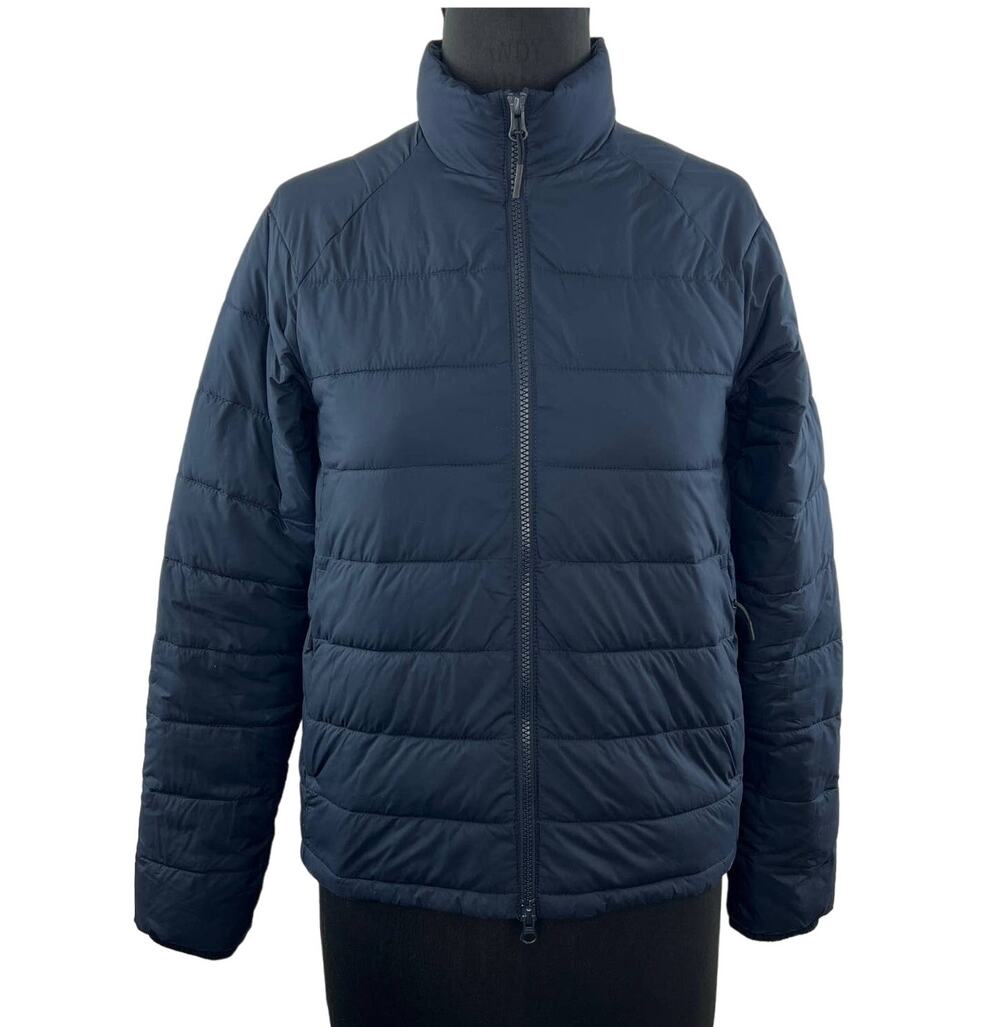 EVERLANE Navy Blue Long Sleeve Pockets Mock Neck Front Zip Puffer Jacket Size XS